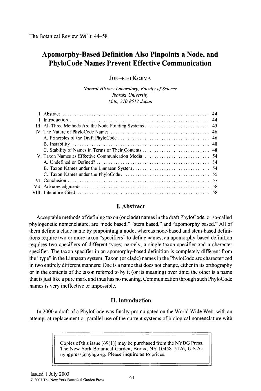 Apomorphy-based definition also pinpoints a node, and PhyloCode names prevent effective communication by Unknown