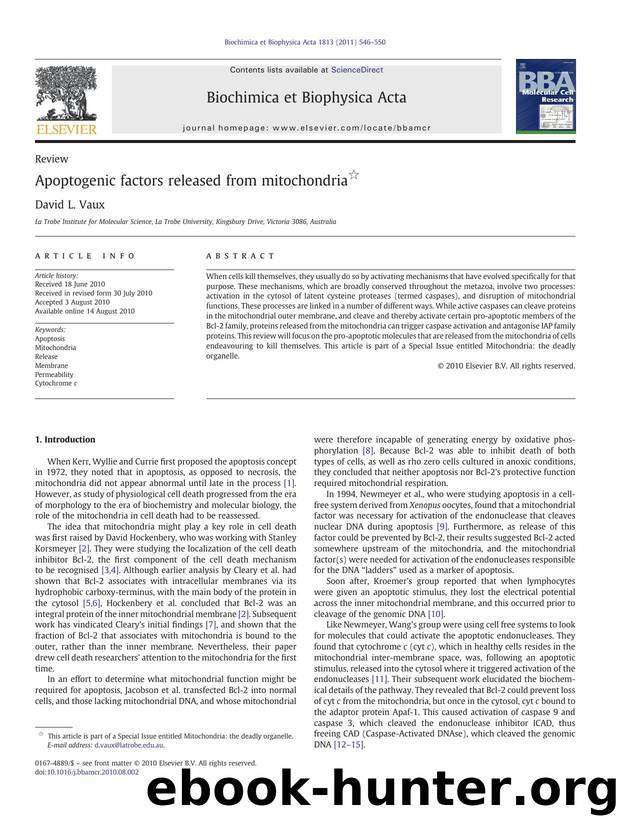 Apoptogenic factors released from mitochondria by David L. Vaux