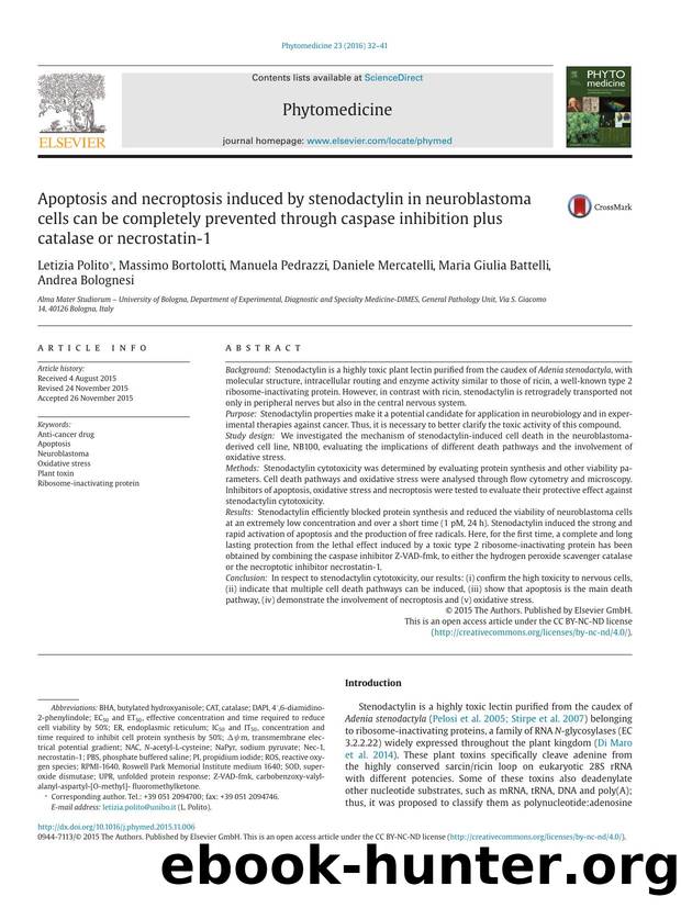 Apoptosis and necroptosis induced by stenodactylin in neuroblastoma cells can be completely prevented through caspase inhibition plus catalase or necrostatin-1 by unknow