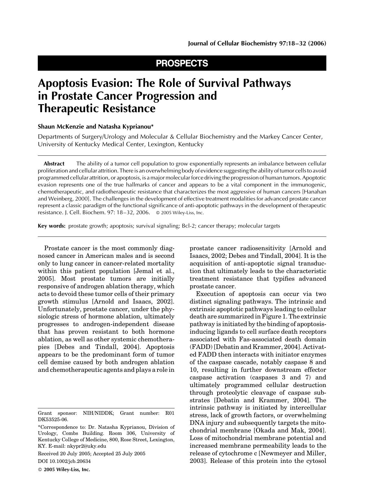 Apoptosis evasion: The role of survival pathways in prostate cancer progression and therapeutic resistance by Unknown