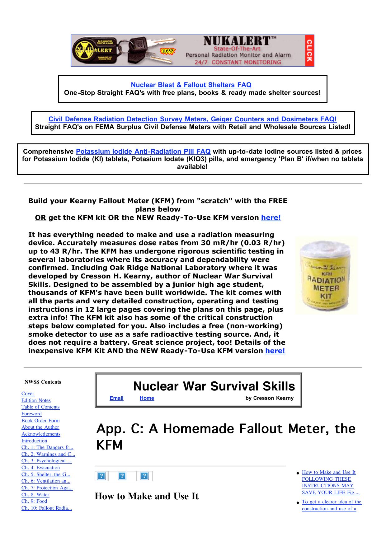 App. C_ A Homemade Fallout Meter, the KFM - Nuclear War Survival Skills, Free 280 pg Book On-Line! Anti-Radiation Pill FAQ! Potassium Iodide (Iodine) OTC Sources, Radiation Protection Info! by nimrod