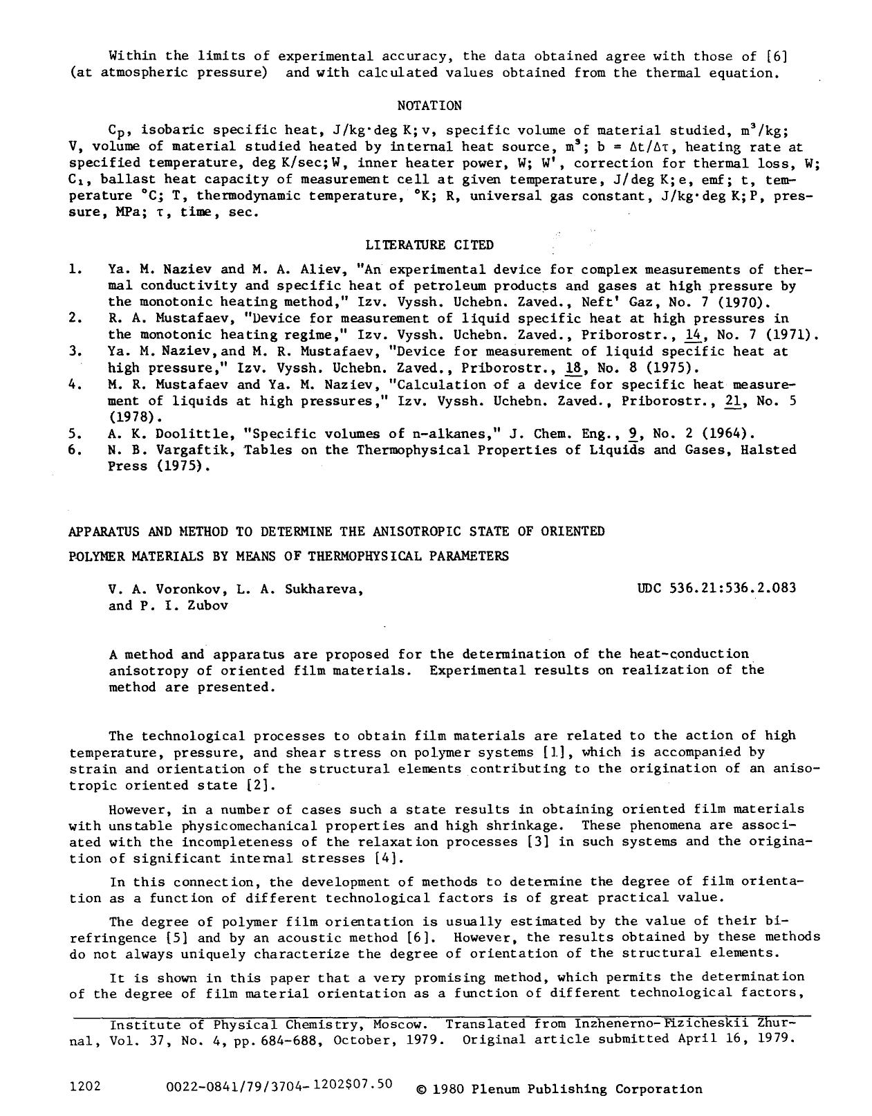Apparatus and method to determine the anisotropic state of oriented polymer materials by means of thermophysical parameters by Unknown