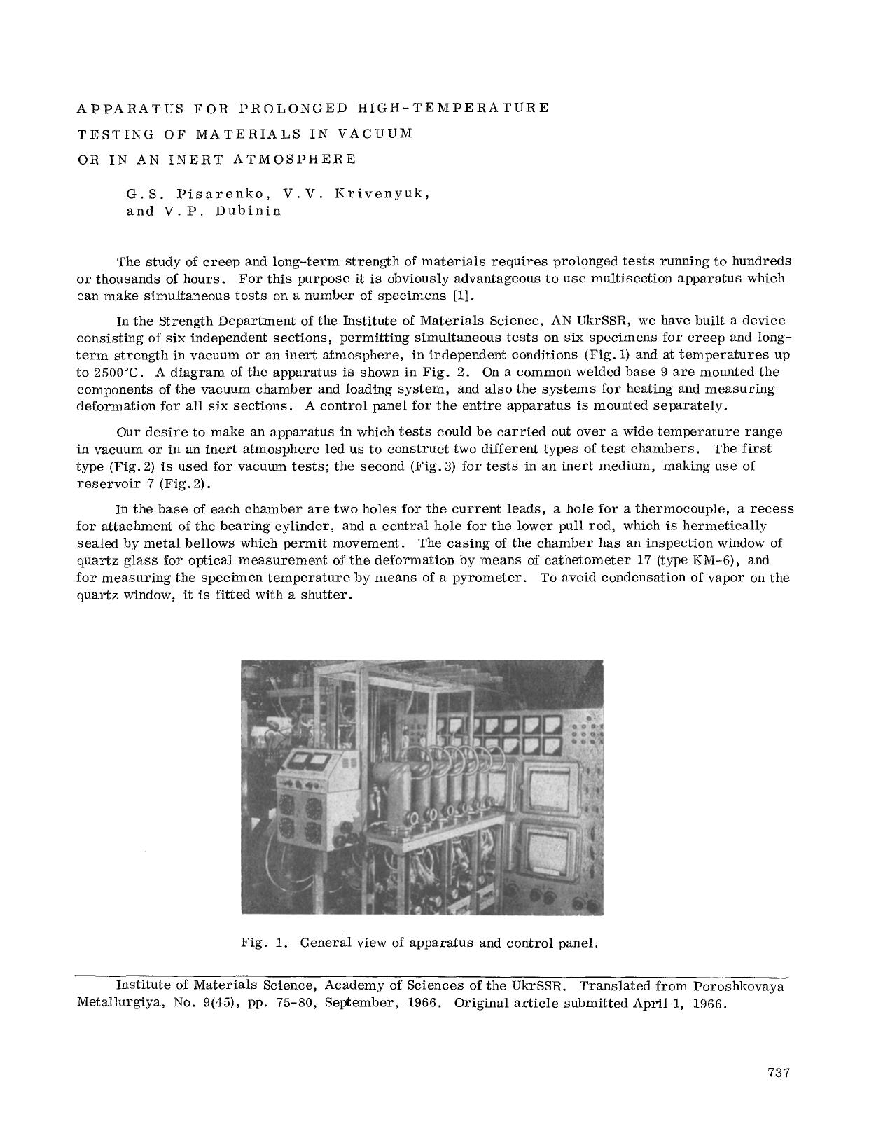 Apparatus for prolonged high-temperature testing of materials in vacuum or in an inert atmosphere by Unknown