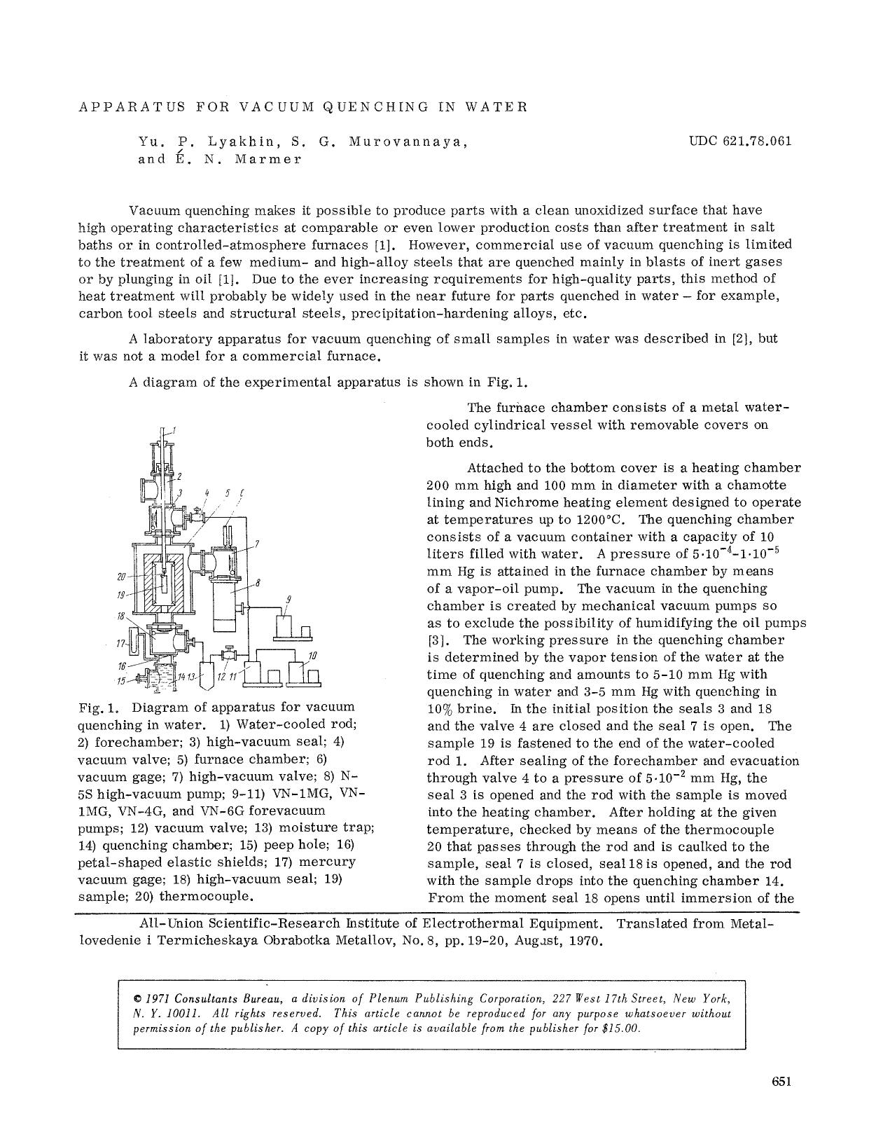 Apparatus for vacuum quenching in water by Unknown