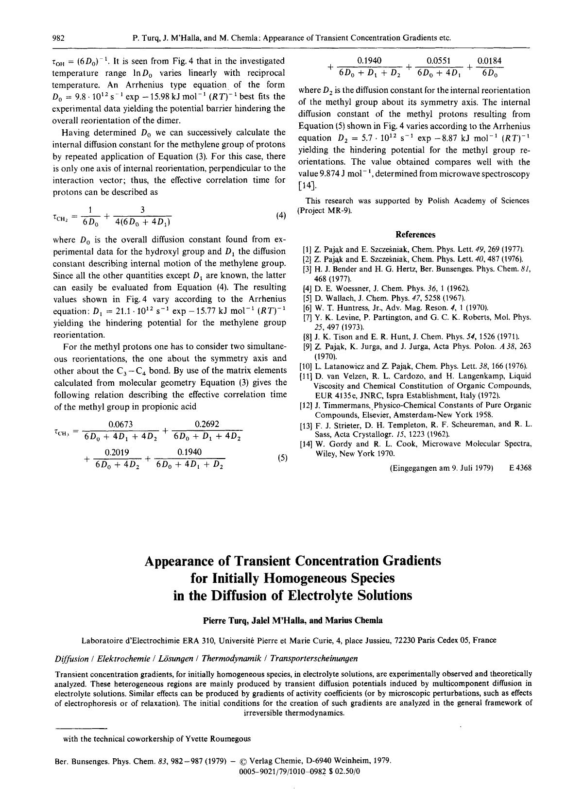 Appearance of Transient Concentration Gradients for Initially Homogeneous Species in the Diffusion of Electrolyte Solutions by Unknown