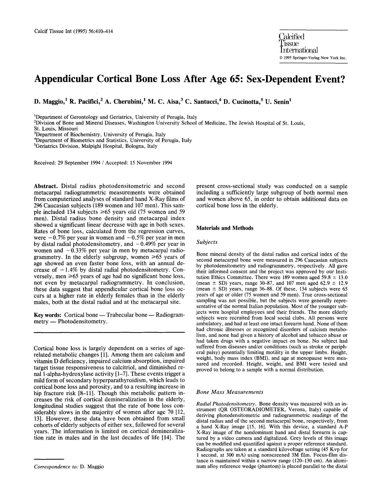 Appendicular cortical bone loss after age 65: Sex-dependent event? by Unknown