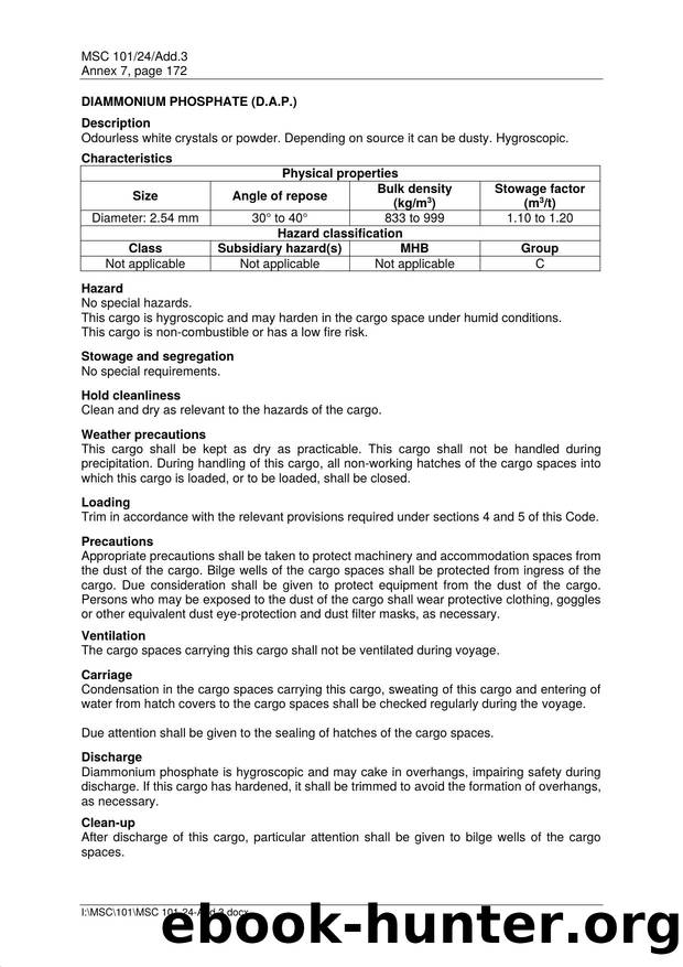 Appendix 1 - Individual Schedules of Solid Bulk Cargoes - D by Redistributed by Regs4ships Ltd
