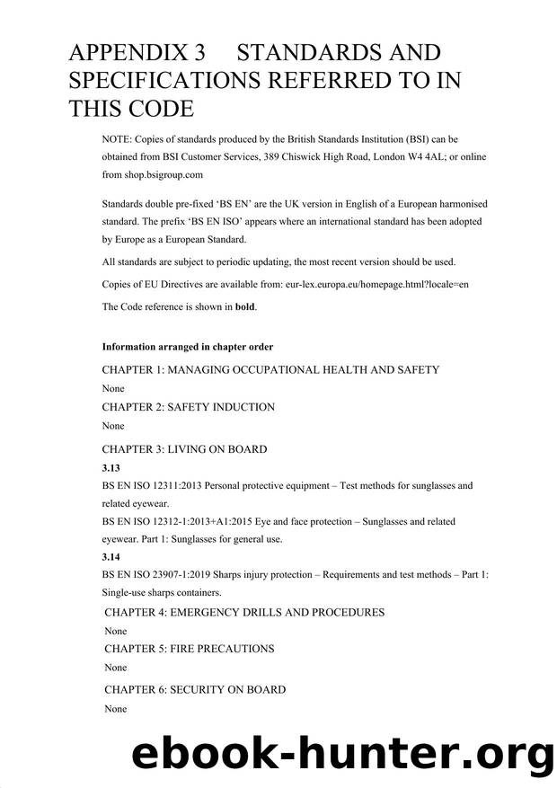 Appendix 3 - Standards and Specifications Referred to in this Code by Redistributed by Regs4ships Ltd