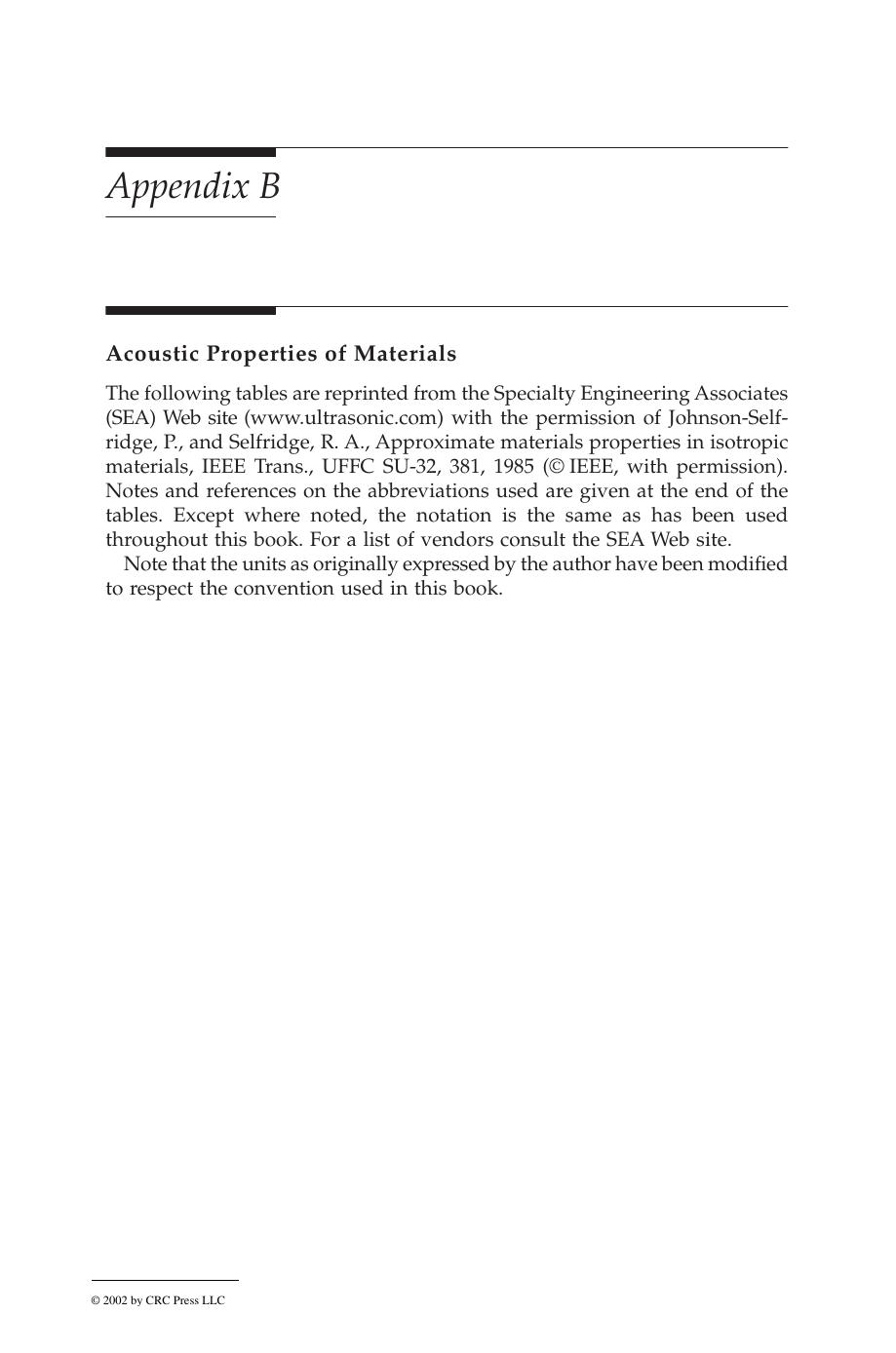 Appendix B by J. David & N. Cheeke