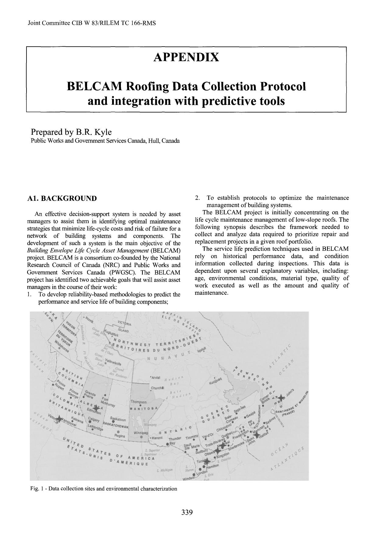 Appendix BELCAM Roofing Data Collection Protocol and integration with predictive tools by Unknown