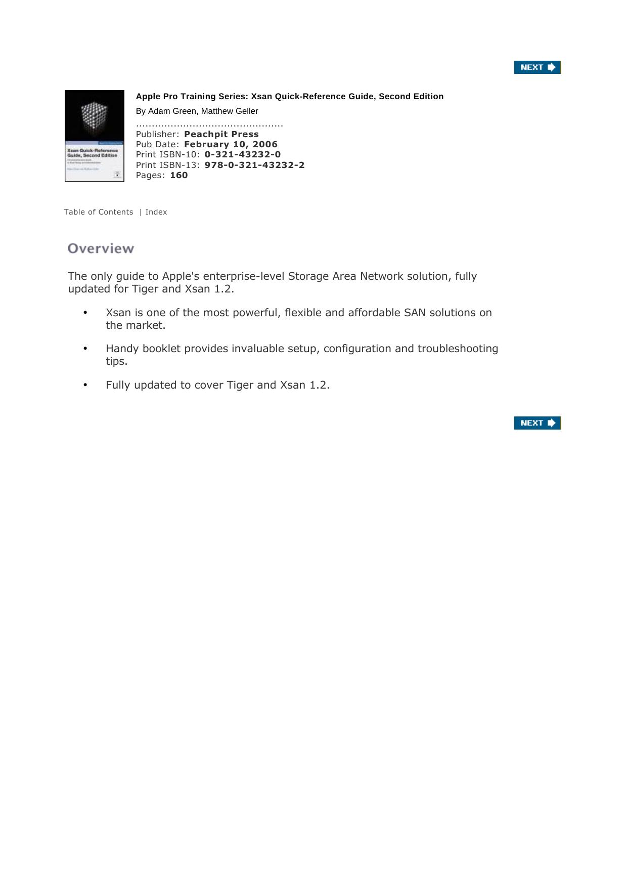 Apple Pro Training Series: Xsan Quick-Reference Guide by Adam Green Matthew Geller