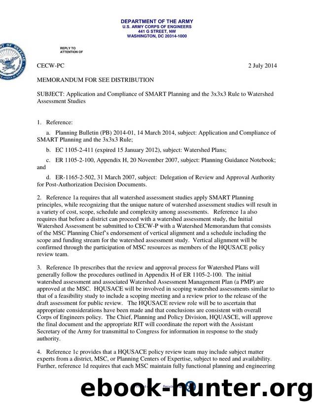 Application and Compliance of SMART Planning and the 3x3x3 Rule to Watershed Assessment Studies by Unknown