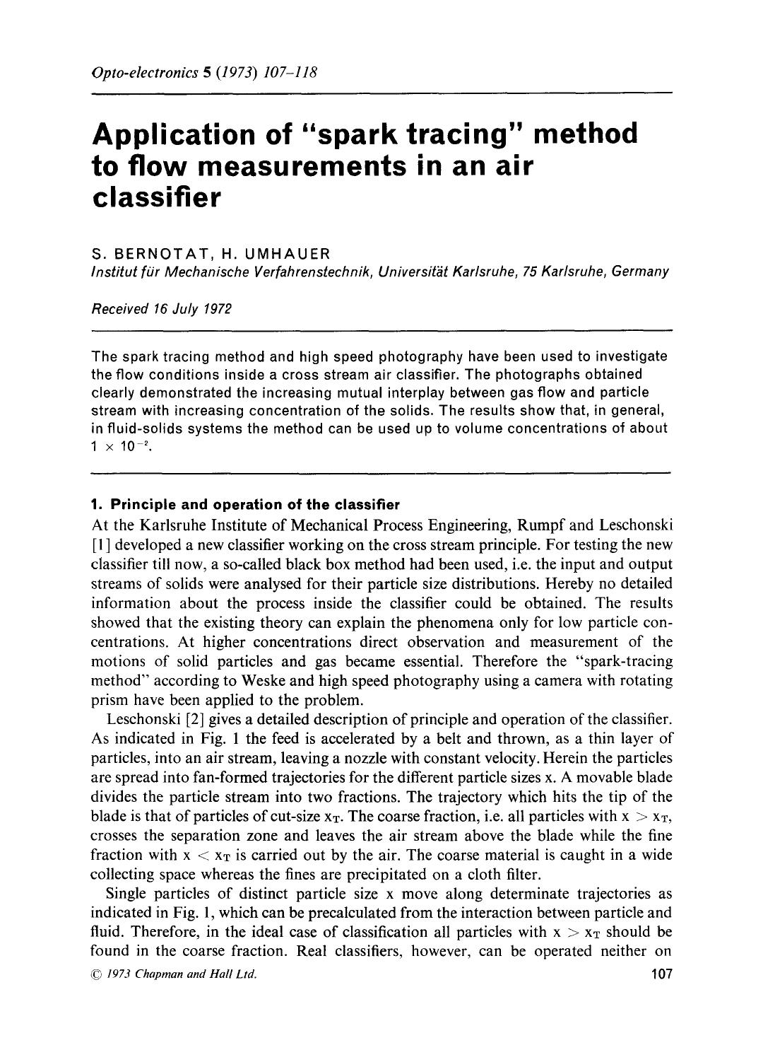 Application of “spark tracing” method to flow measurements in an air classifier by Unknown