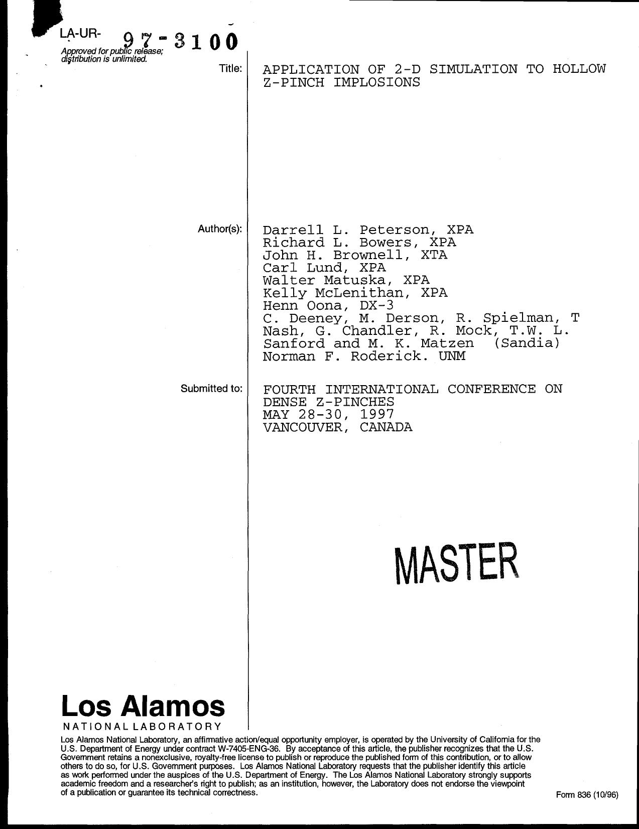 Application of 2-D Simulation to Hollow Z-Pinch Implosions M9800133 by Unknown