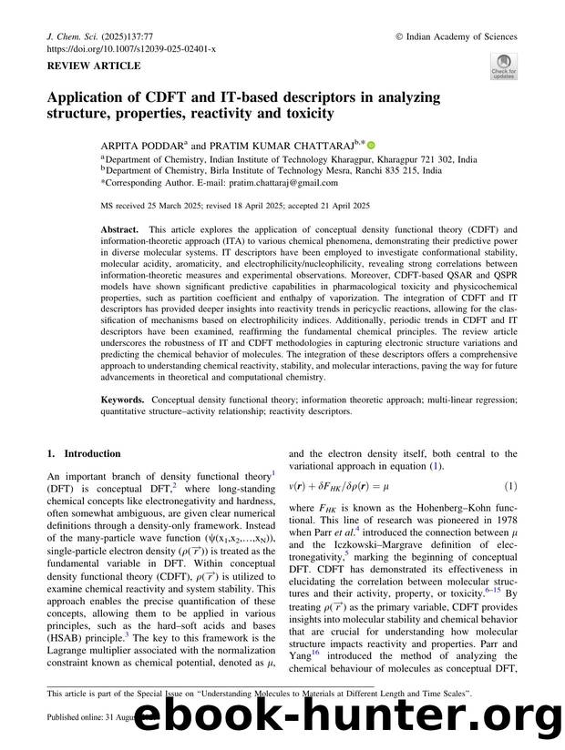 Application of CDFT and IT-based descriptors in analyzing structure, properties, reactivity and toxicity by Arpita Poddar & Pratim Kumar Chattaraj