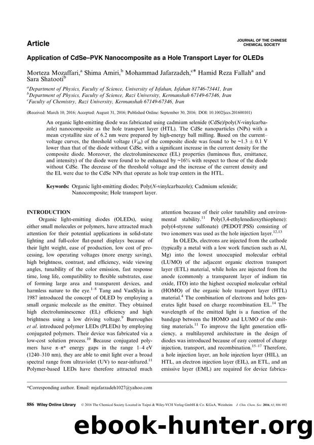 Application of CdSe-PVK Nanocomposite as a Hole Transport Layer for OLEDs by Unknown