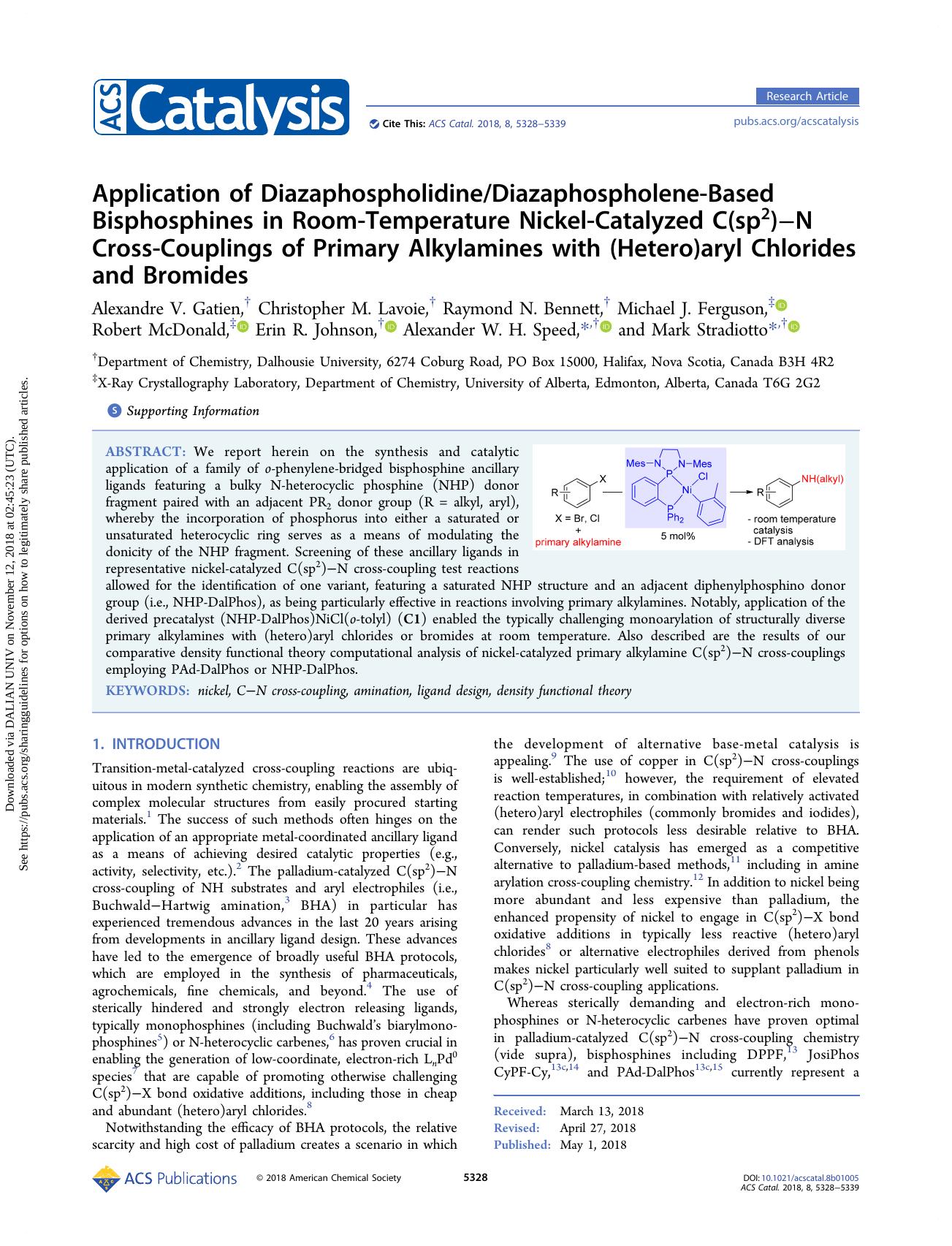 Application of DiazaphospholidineDiazaphospholene-Based Bisphosphines in Room-Temperature Nickel-Catalyzed C(sp2)âN Cross-Couplings of Primary Alkylamines with (Hetero)aryl Chlorides and Bromides by unknow