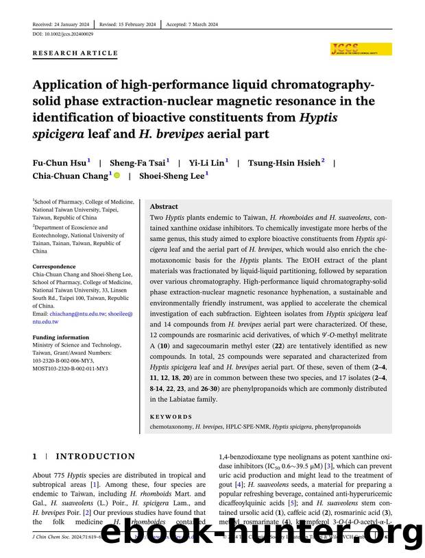 Application of HPLCâSPEâNMR in the identification of bioâactive constituents from Hyptis spicigera leaf and H. brevipes aerial part by Unknown