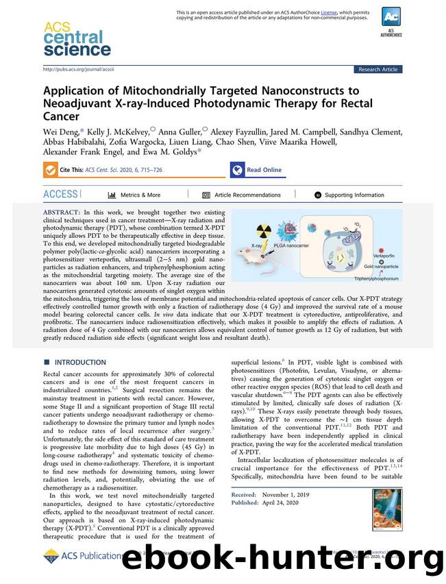 Application of Mitochondrially Targeted Nanoconstructs to Neoadjuvant Xâray-Induced Photodynamic Therapy for Rectal Cancer by unknow