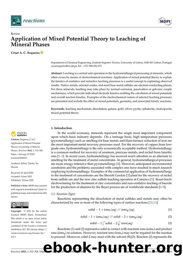 Application of Mixed Potential Theory to Leaching ofMineral Phases by César A. C. Sequeira