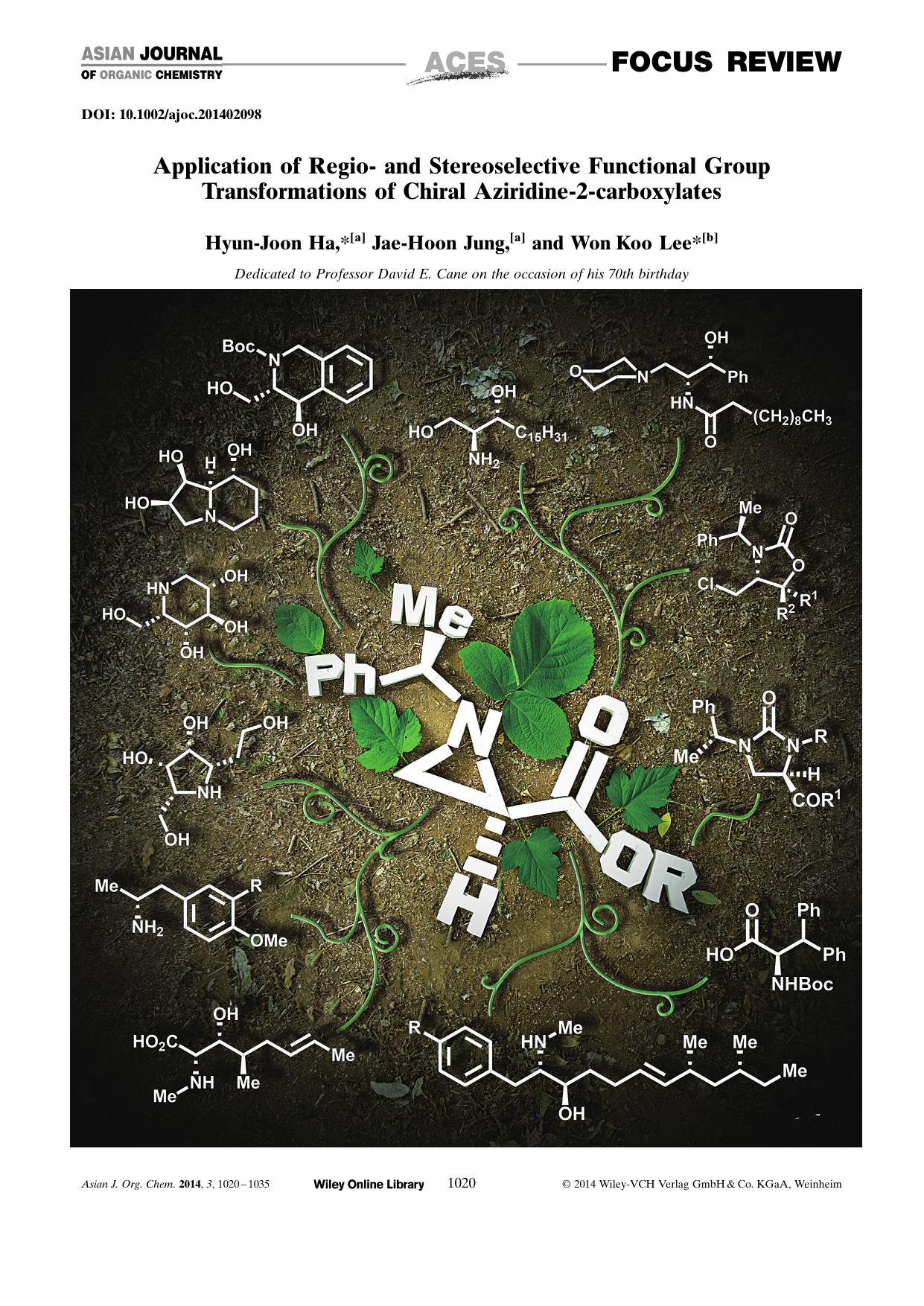Application of Regio and Stereoselective Functional Group Transformations of Chiral Aziridine2carboxylates by Unknown