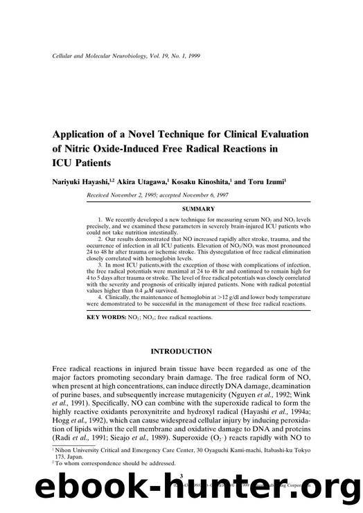 Application of a Novel Technique for Clinical Evaluation of Nitric Oxide-Induced Free Radical Reactions in ICU Patients by Unknown