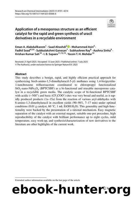 Application of a mesoporous structure as an efficient catalyst for the rapid and green synthesis of uracil derivatives in a recyclable environment by unknow