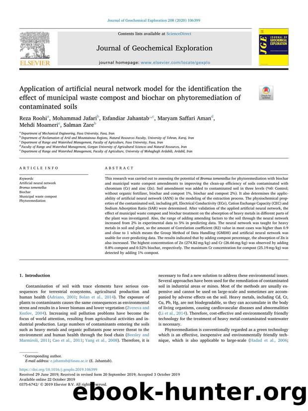 Application of artificial neural network model for the identification the effect of municipal waste compost and biochar on phytoremediation of contaminated soils by unknow