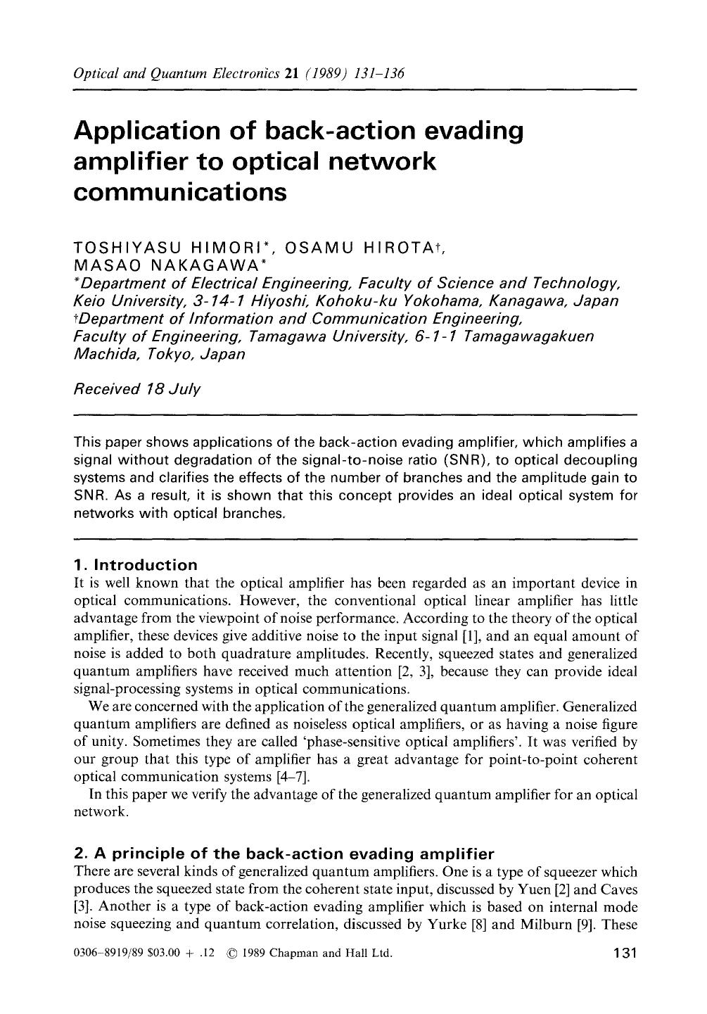 Application of back-action evading amplifier to optical network communications by Unknown