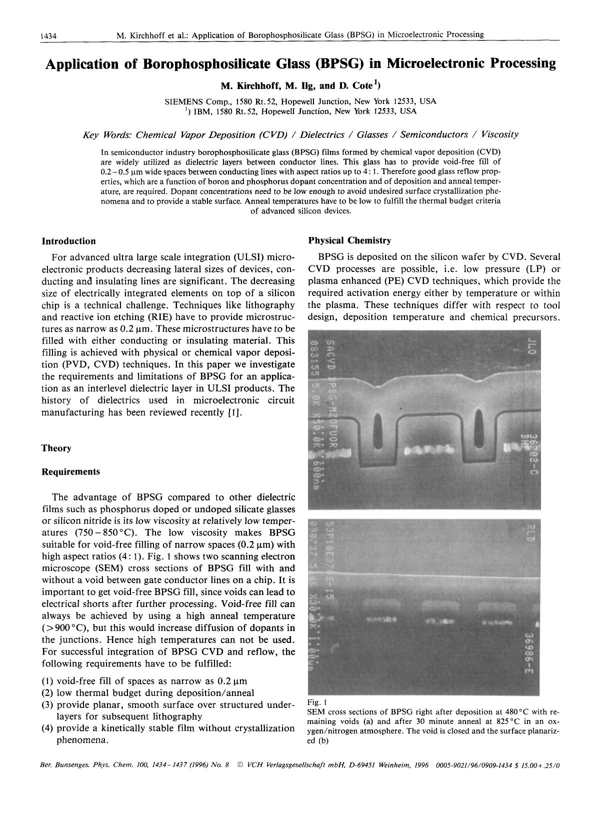 Application of borophosphosilicate glass (BPSG) in microelectronic processing by Unknown