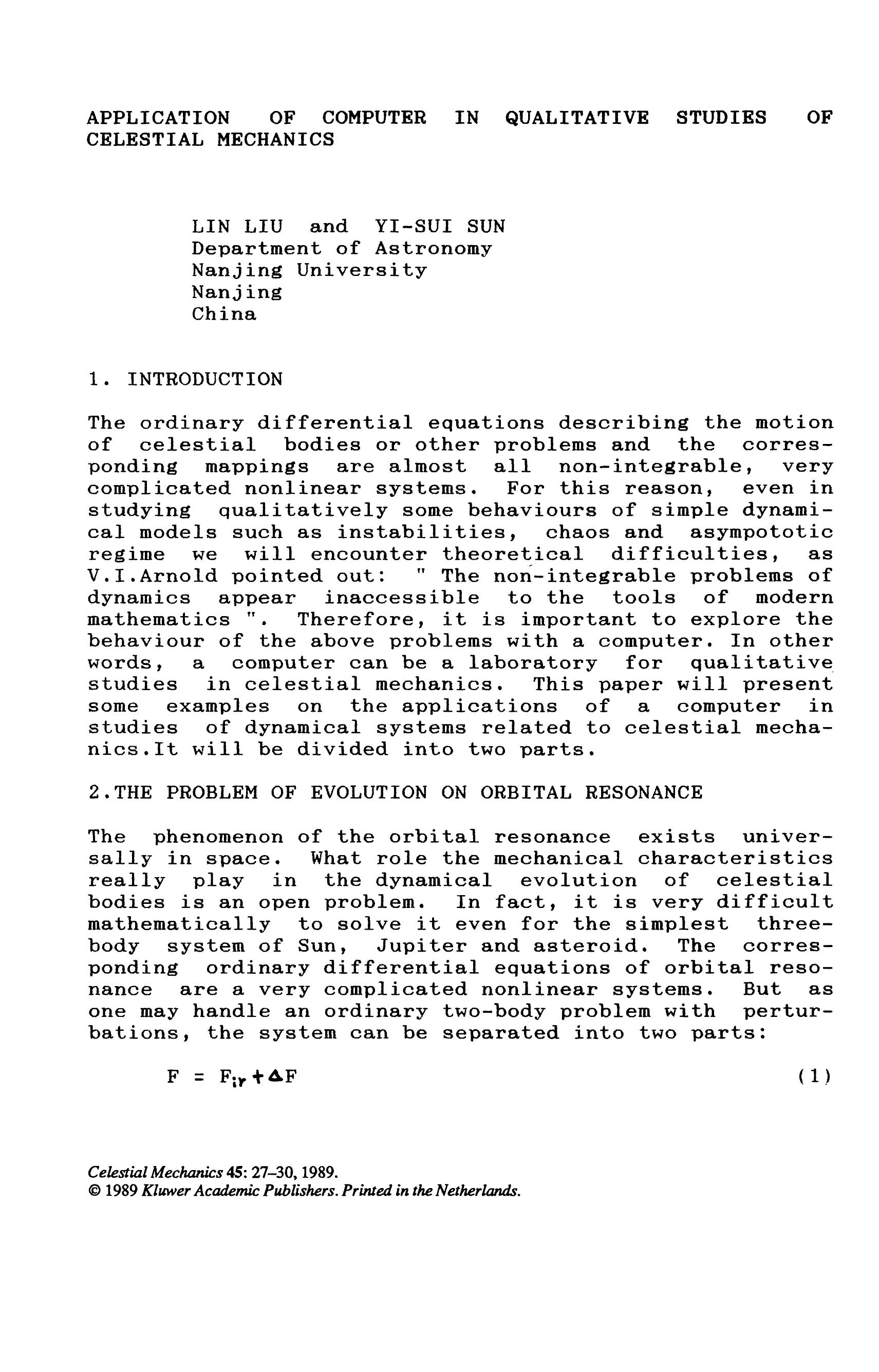 Application of computer in qualitative studies of celestial mechanics by Unknown