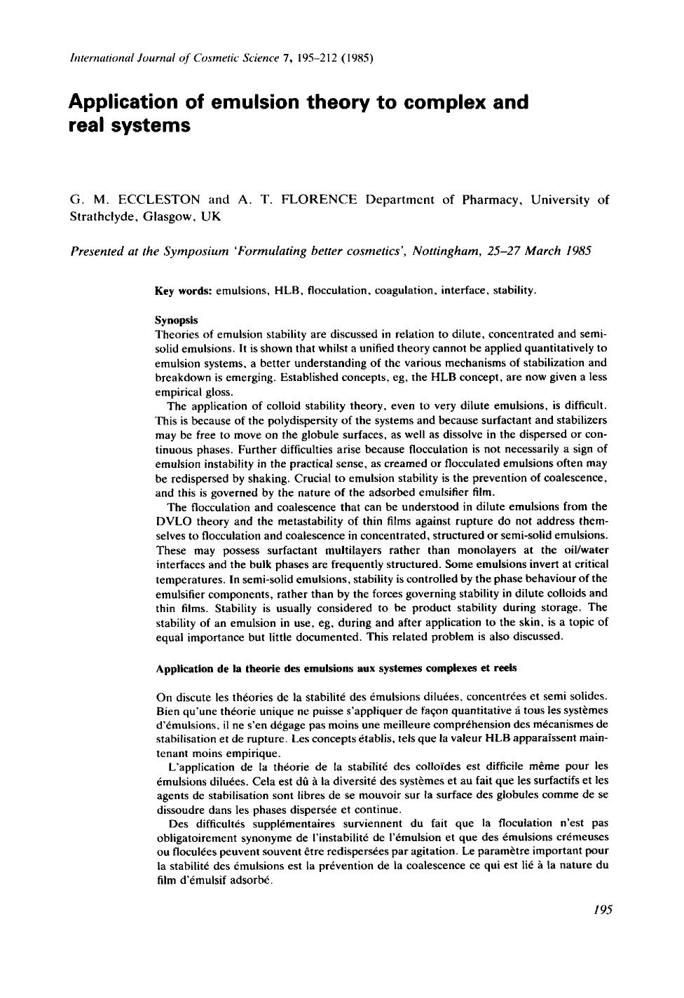 Application of emulsion theory to complex and real systems by Unknown