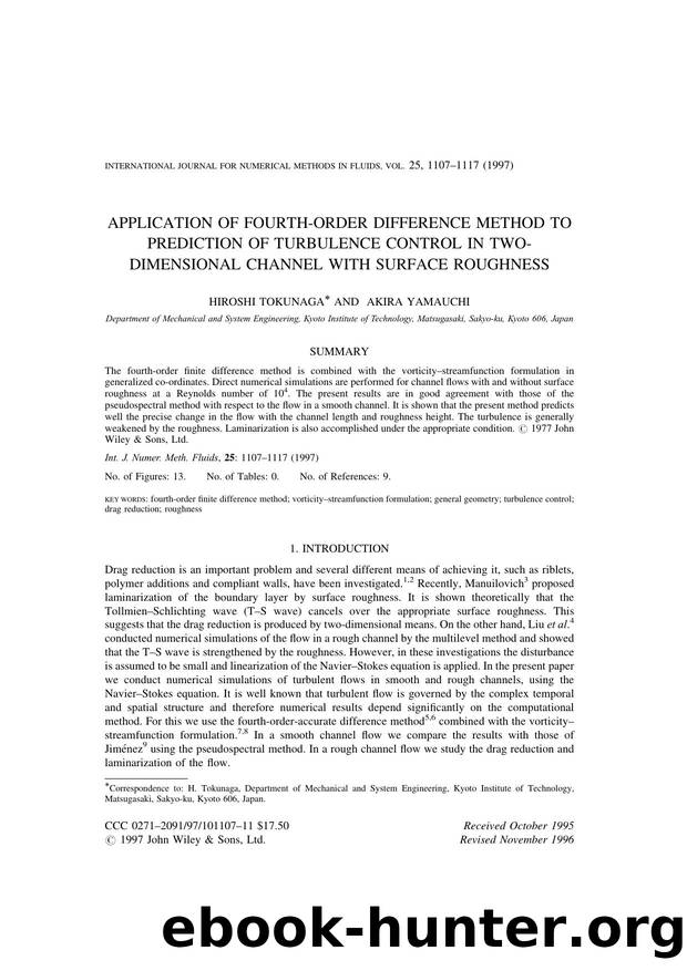 Application of fourth[dash]order difference method to prediction of turbulence control in two[dash]dimensional channel with surface roughness by Unknown
