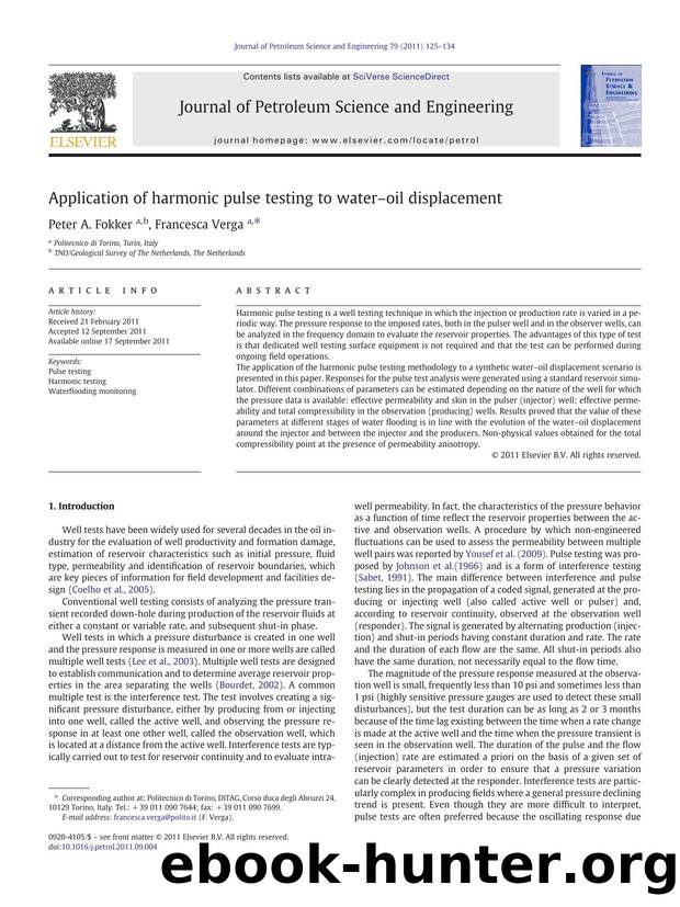 Application of harmonic pulse testing to waterâoil displacement by Peter A. Fokker & Francesca Verga