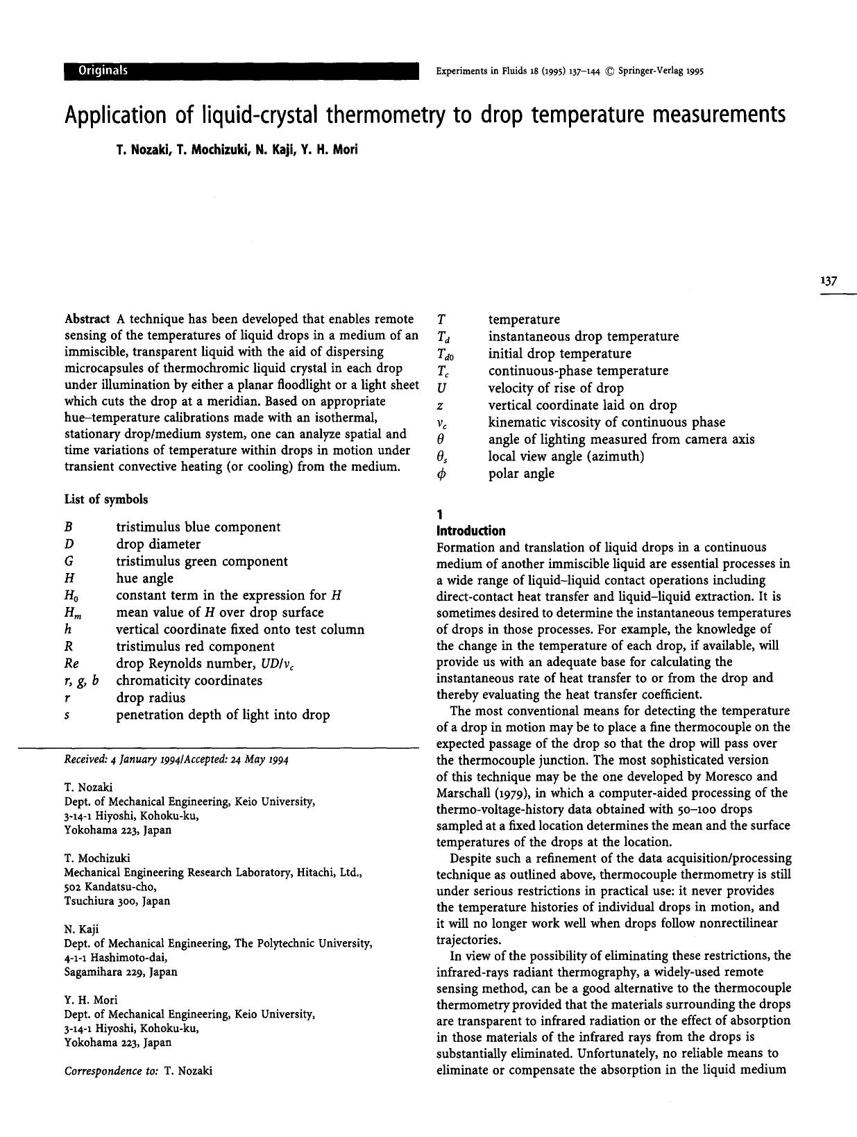 Application of liquid-crystal thermometry to drop temperature measurements by Unknown