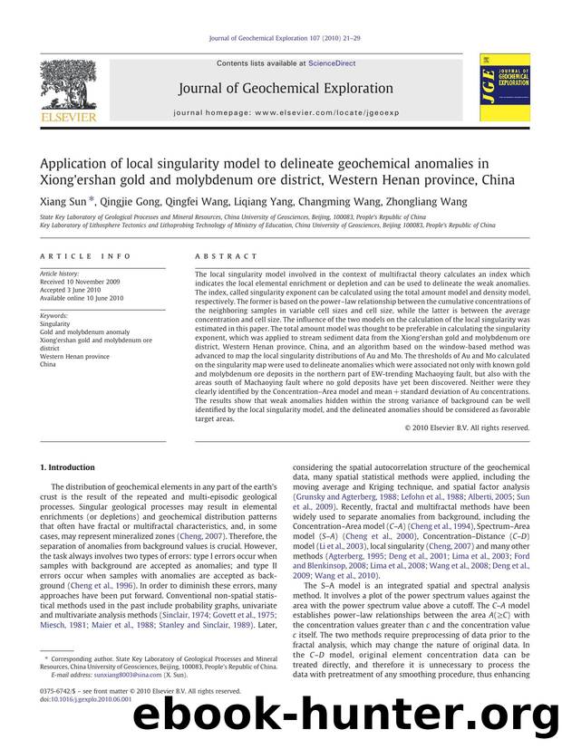 Application of local singularity model to delineate geochemical anomalies in Xiong'ershan gold and molybdenum ore district, Western Henan province, China by Xiang Sun & Qingjie Gong & Qingfei Wang & Liqiang Yang & Changming Wang & Zhongliang Wang
