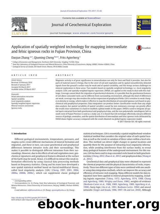 Application of spatially weighted technology for mapping intermediate and felsic igneous rocks in Fujian Province, China by Daojun Zhang & Qiuming Cheng & Frits Agterberg