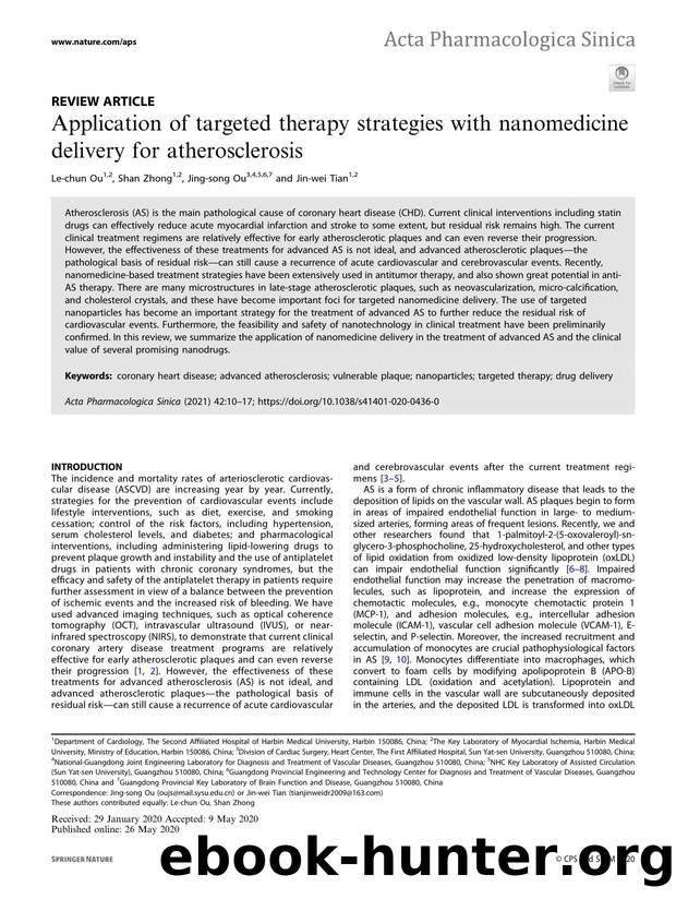 Application of targeted therapy strategies with nanomedicine delivery for atherosclerosis by Le-chun Ou & Shan Zhong & Jing-song Ou & Jin-wei Tian