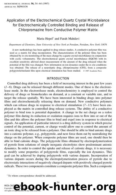 Application of the Electrochemical Quartz Crystal Microbalance for Electrochemically Controlled Binding and Release of Chlorpromazine from Conductive Polymer Matrix by Hepel