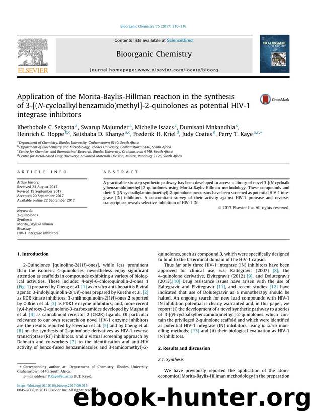 Application of the Morita-Baylis-Hillman reaction in the synthesis of 3-[(N-cycloalkylbenzamido)methyl]-2-quinolones as potential HIV-1 integrase inhibitors by unknow