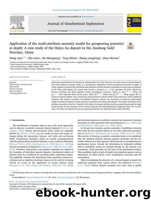 Application of the multi-attribute anomaly model for prospecting potential at depth_ A case study of the Haiyu Au deposit in the Jiaodong Gold Province, China by Wang Jian & Zhu Lixin & Ma Shengming & Tang Shixin & Zhang Liangliang & Zhou Weiwei