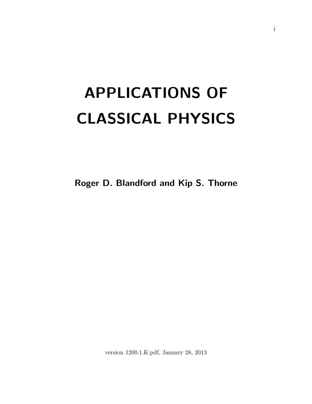 Applications of Classical Physics (draft) by Unknow
