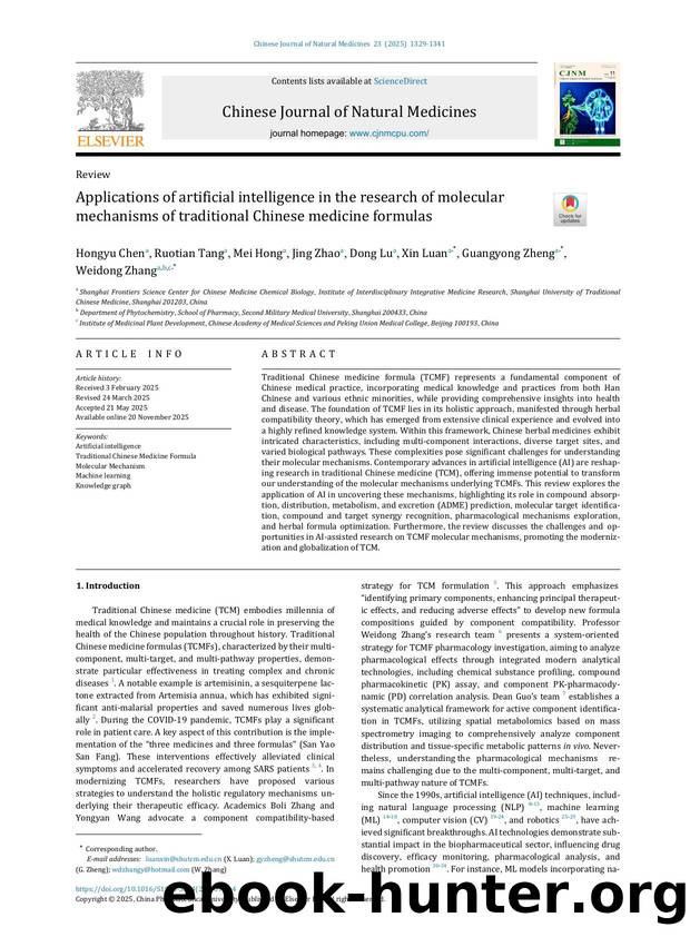 Applications of artificial intelligence in the research of molecular mechanisms of traditional Chinese medicine formulas by Hongyu Chen