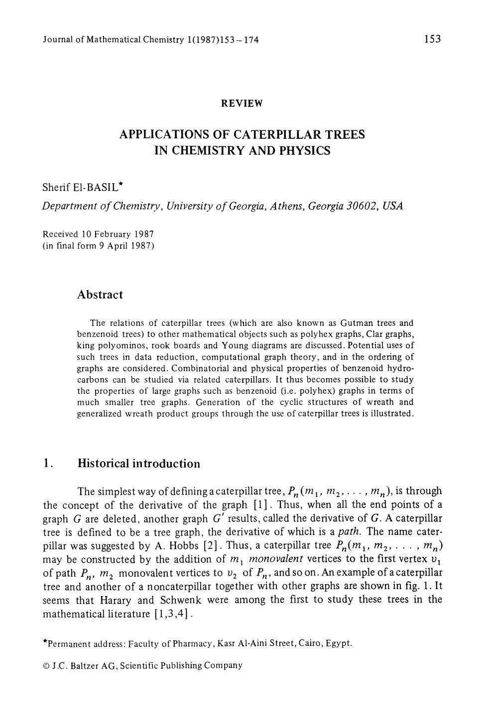 Applications of caterpillar trees in chemistry and physics by Unknown