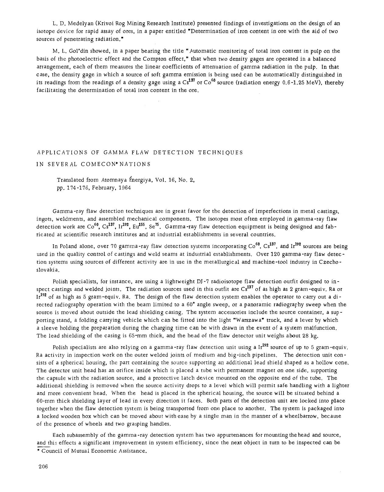 Applications of gamma flaw detection techniques in several Comecon nations by Unknown