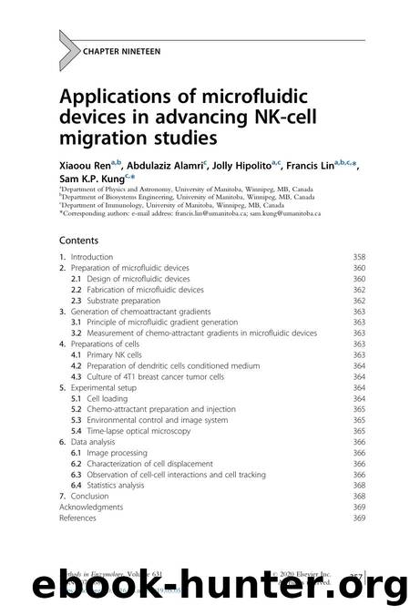 Applications of microfluidic devices in advancing NK-cell migration studies by Xiaoou Ren & Abdulaziz Alamri & Jolly Hipolito & Francis Lin & Sam K.P. Kung