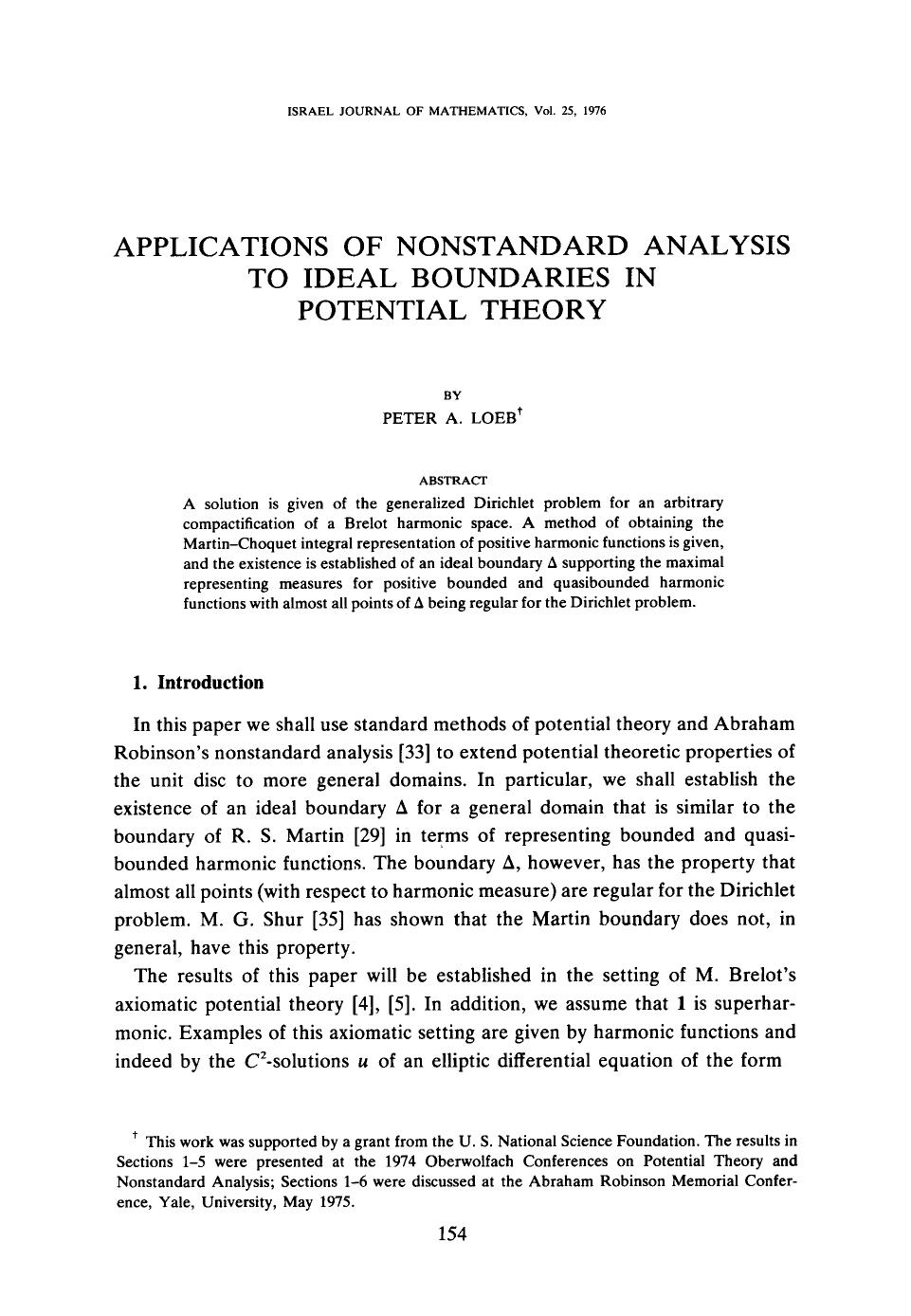 Applications of nonstandard analysis to ideal boundaries in potential theory by Unknown