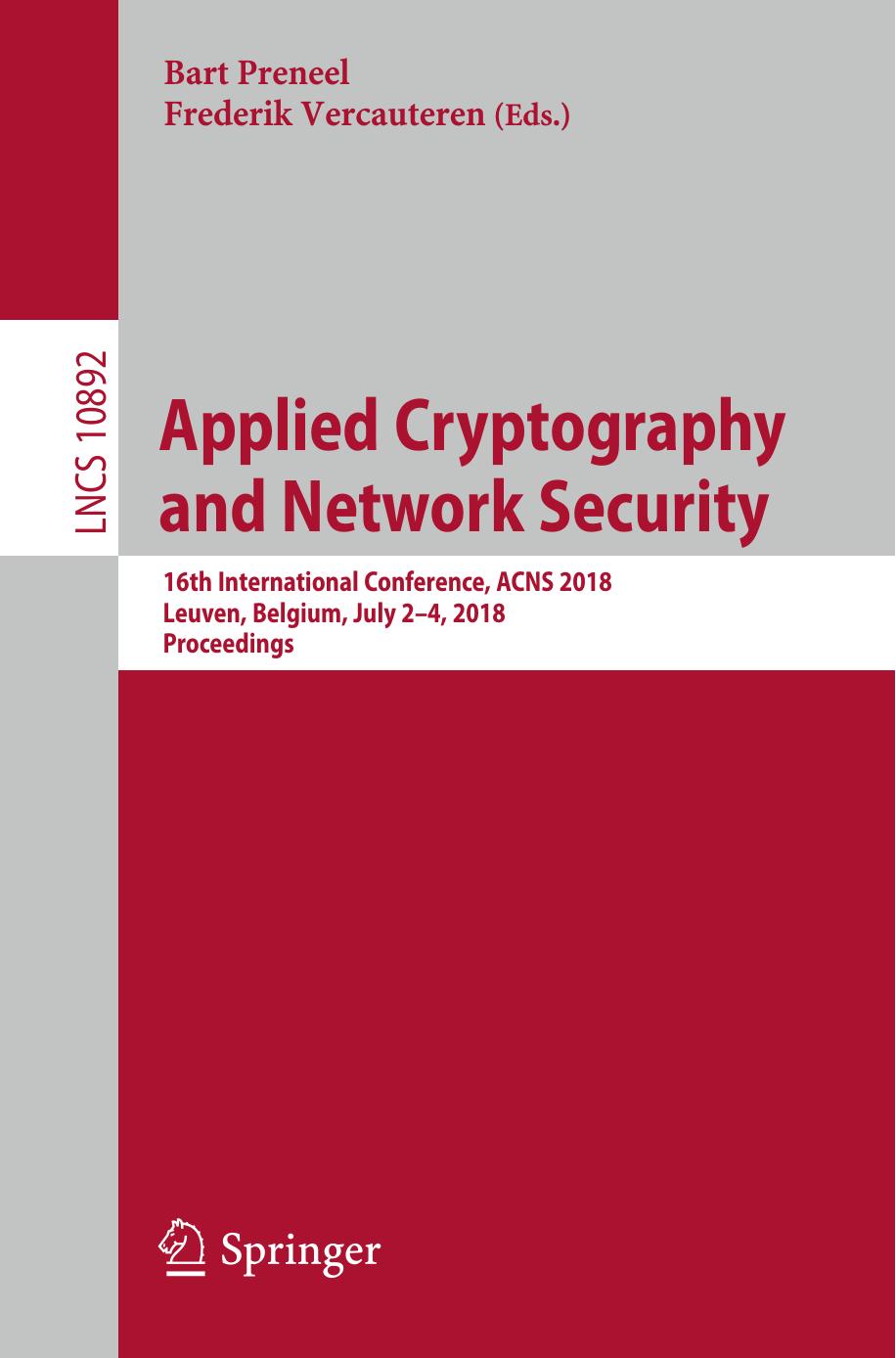 Applied Cryptography and Network Security by Bart Preneel Frederik Vercauteren