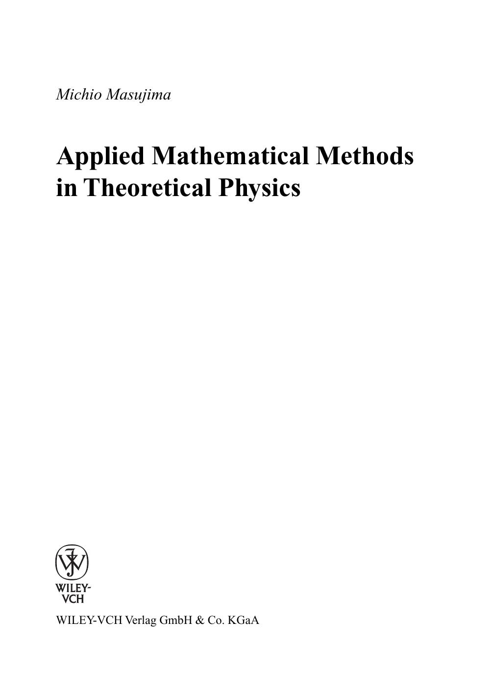 Applied Mathematical Methods in Theoretical Physics by Masujima M