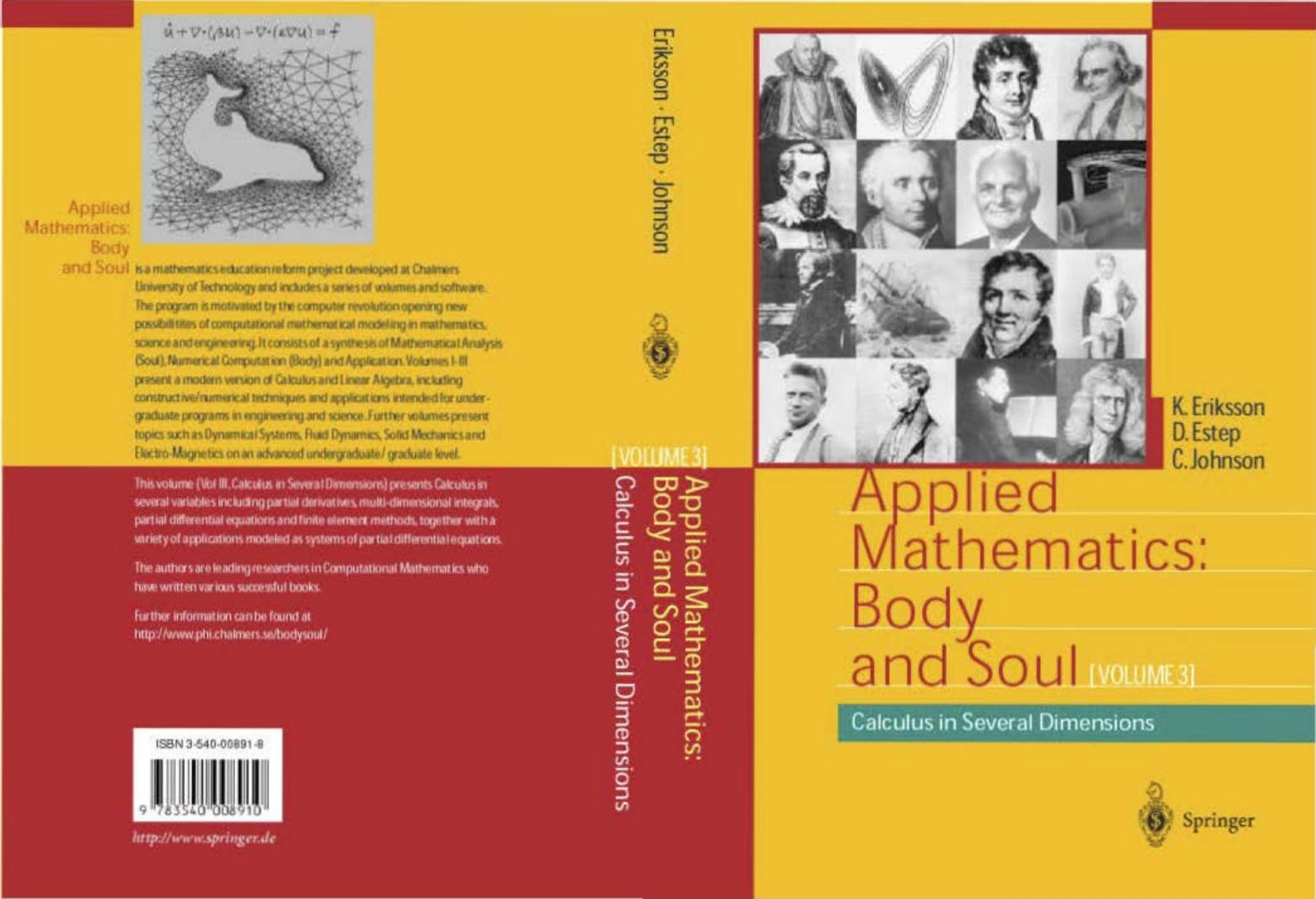 Applied Mathematics Body and Soul, Volume 3: Calculus in Several Dimensions by Kenneth Eriksson Donald Estep Claes Johnson